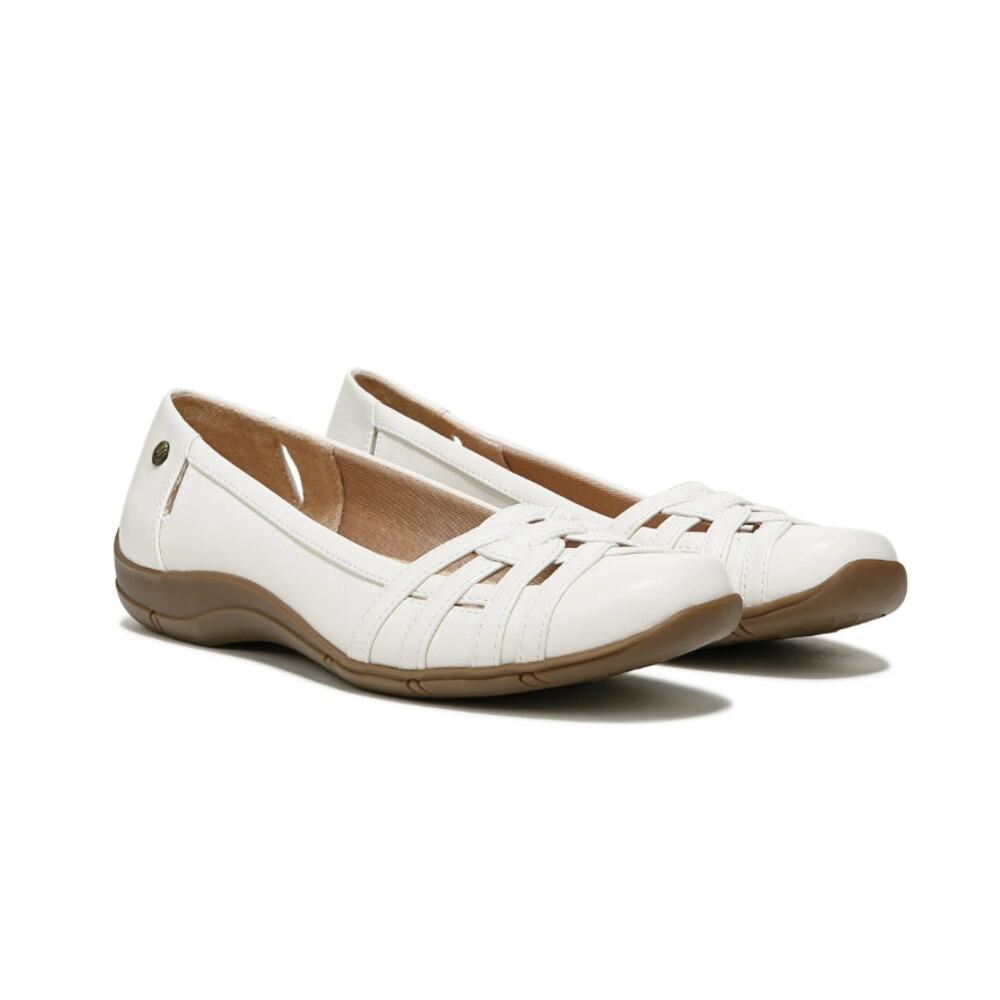 LIFESTRIDE COMFORT SHOE 'DIVERSE' FLATS WHITE SAND FAUX LEATHER WOMENS 9M NEW